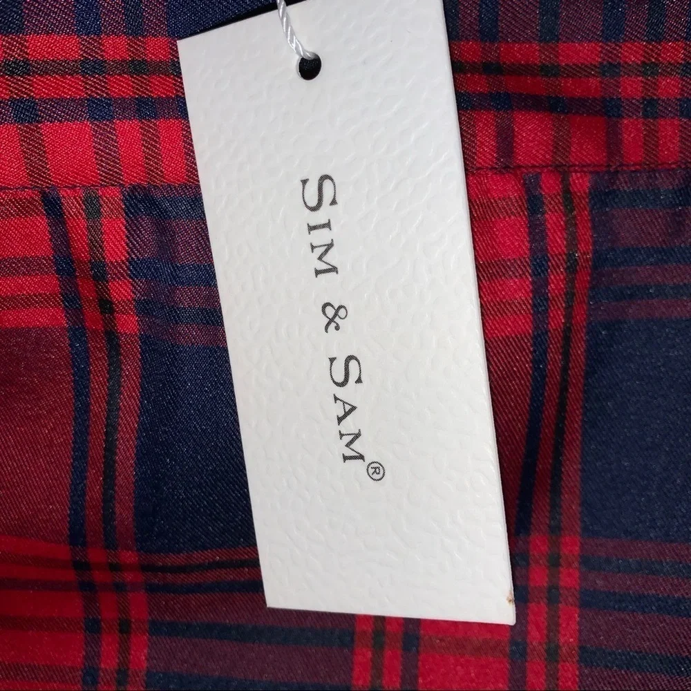 NWT SIM & SAM Plaid Wrap Skirt